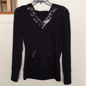 Seven7 Hooded Black Top